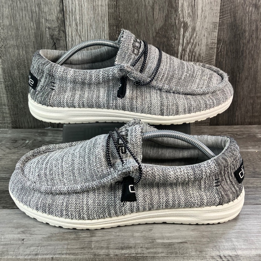 Hey Dude Wally Stretch Yin and Yang Grey Marl Mens Slip On Loafers Size 11